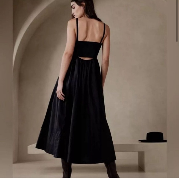 [New!] BANANA REPUBLIC "Isa" Cotton Midi Dress in Black: Sz 4 - Picture 2 of 4